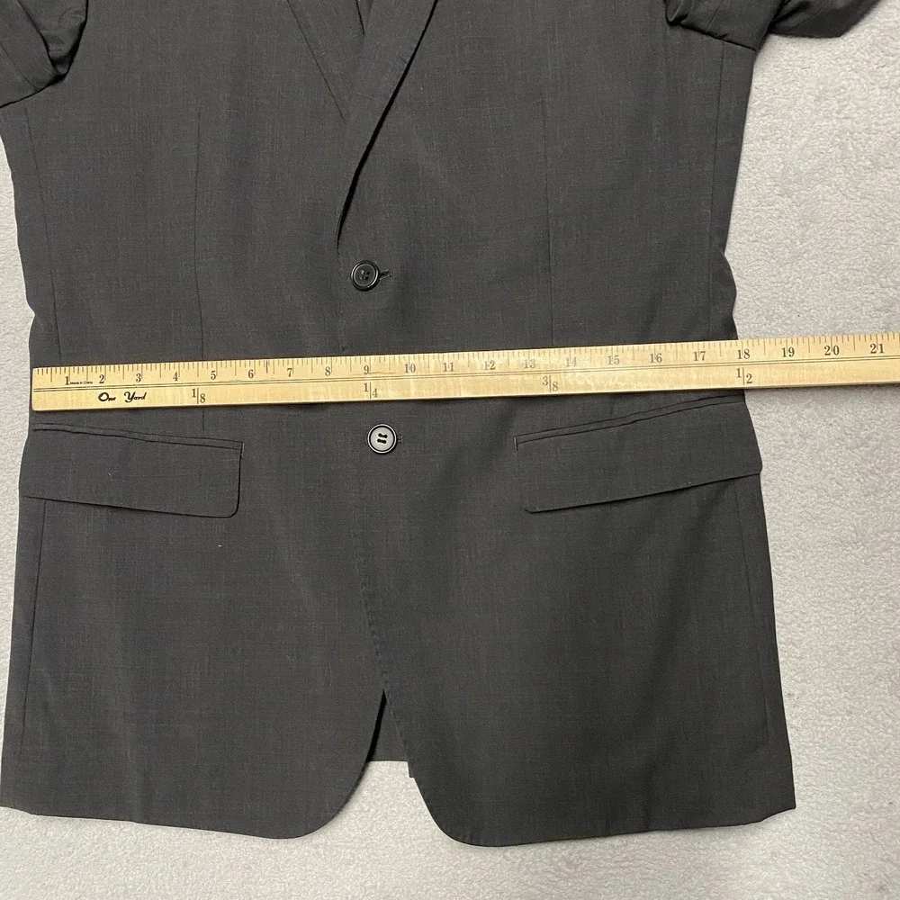 All Saints Blazer Mens Medium Charcoal Gray Wool Blend Stretch 38 Surgeon Cuff‎
